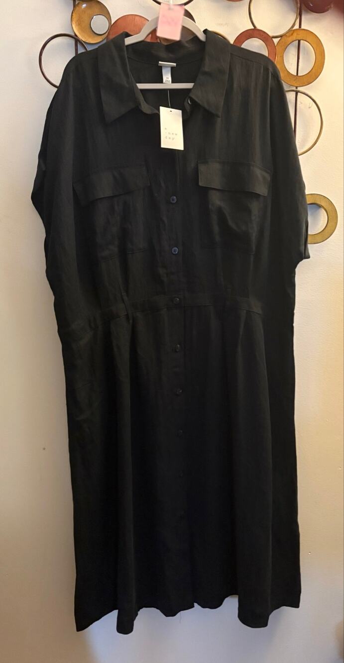 D24 A New Day black 2x button up dress
